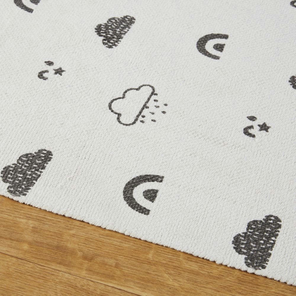 - Tapis en coton recyclé imprimé nuage gris 120x180