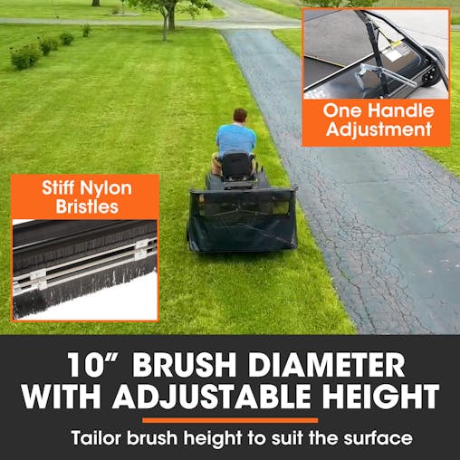 NNEMB Lawn Sweeper 48 Wide-Tow Behind Leaf and Grass Clipping Collector-Universal Hitch for Ride on Mower-Garden Tractor