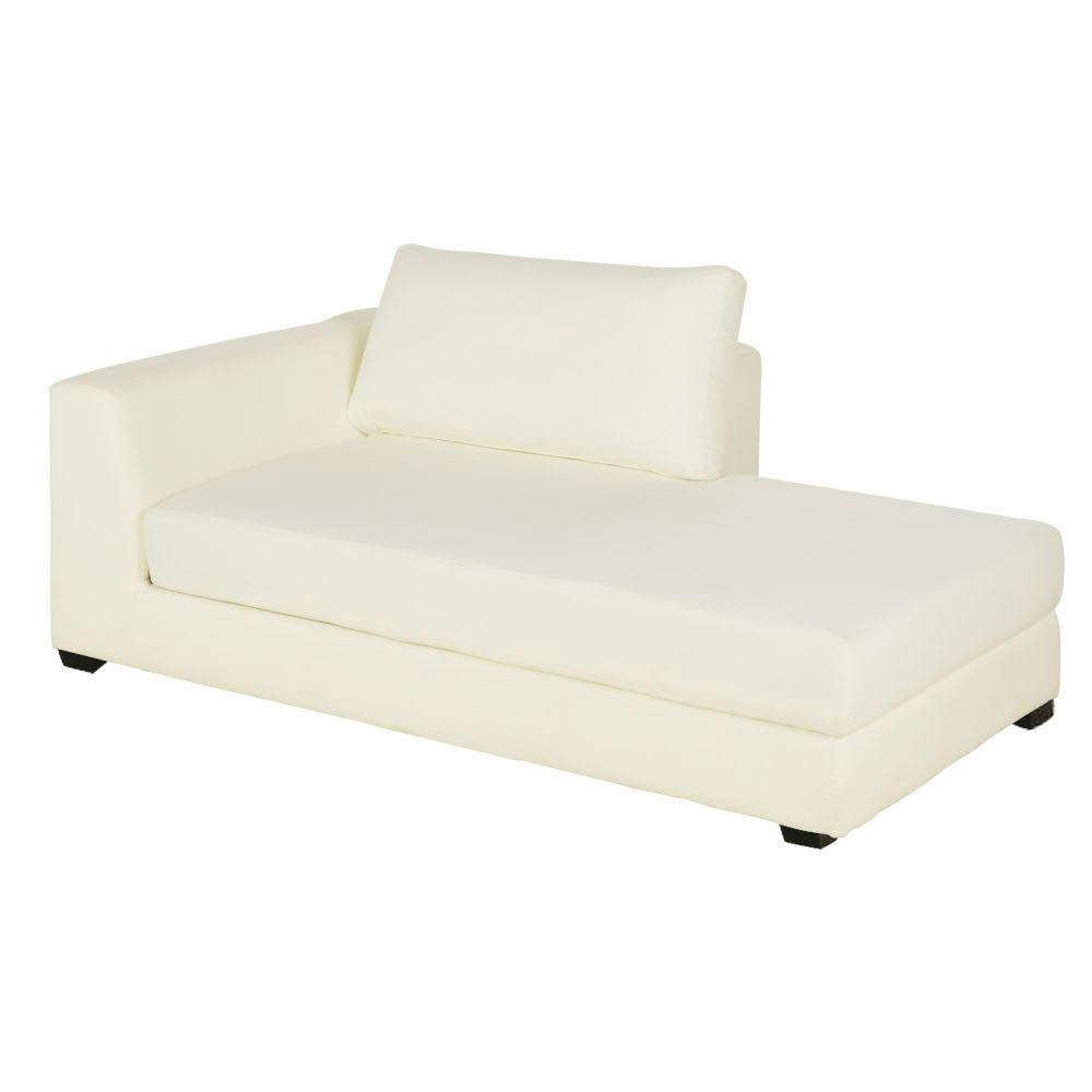 Terence - Méridienne-coffre droite pour canapé modulable en toile ivoire