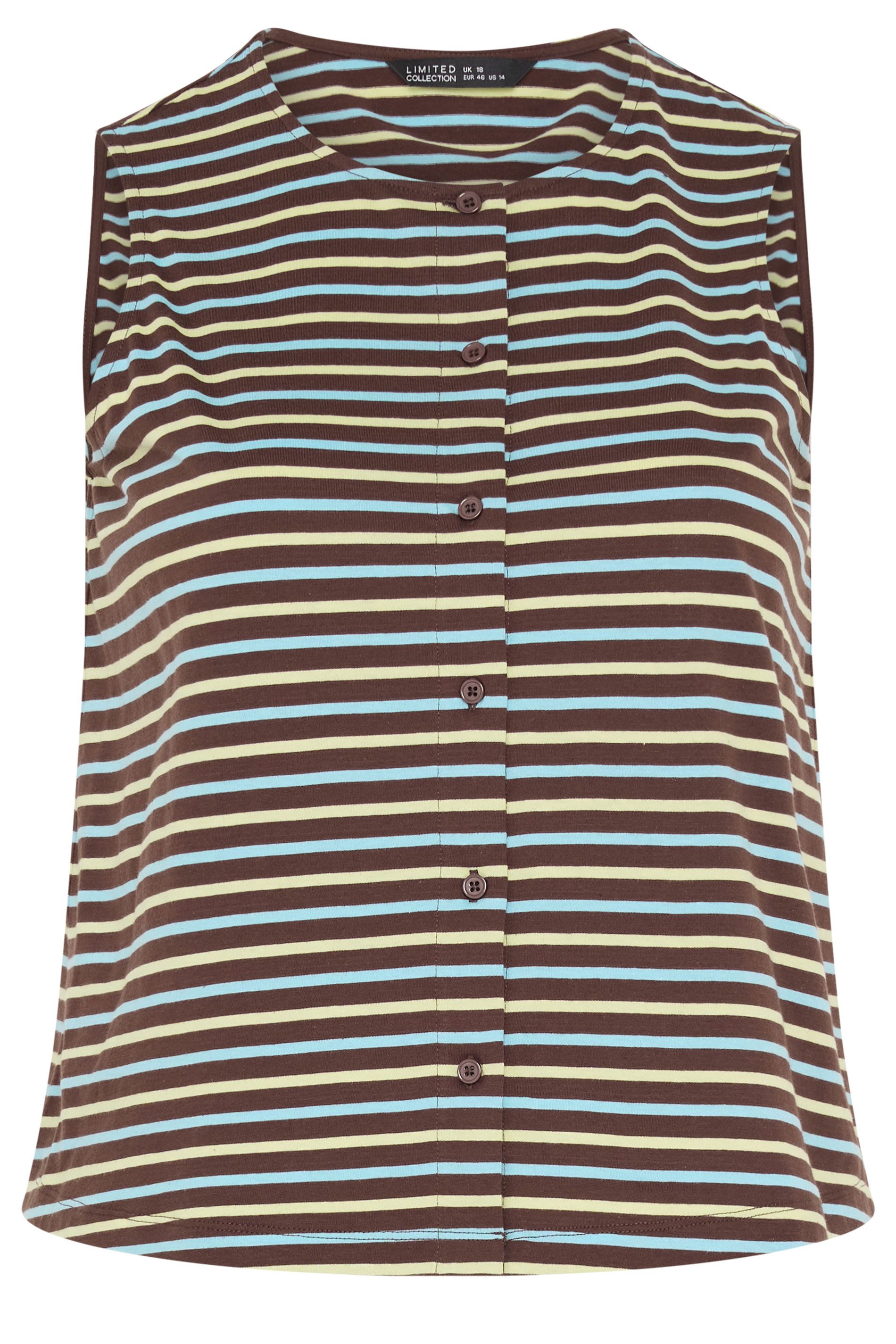 Yours Stripe Button Waistcoat