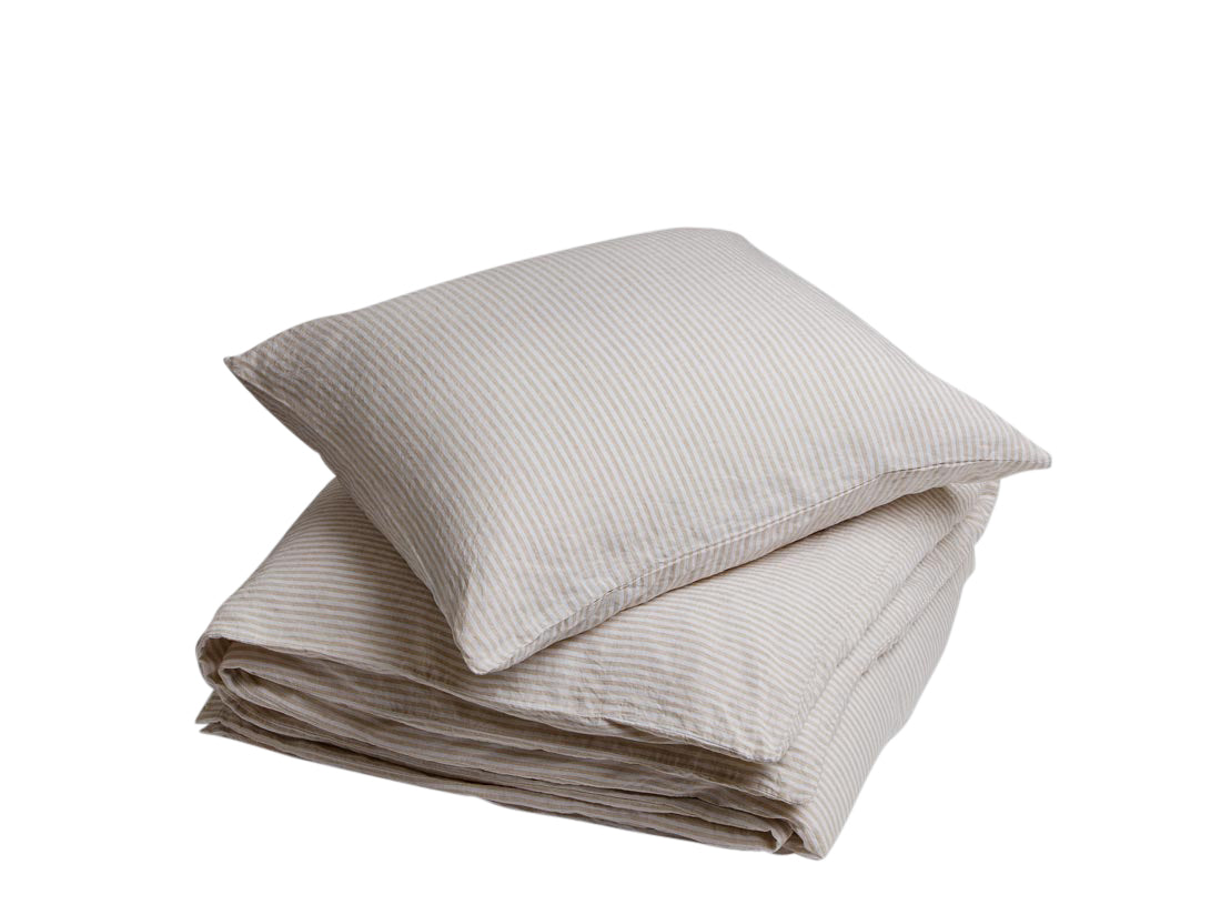 Yumeko dekbedovertrek gewassen linnen natural stripe 140x220   1/60x70