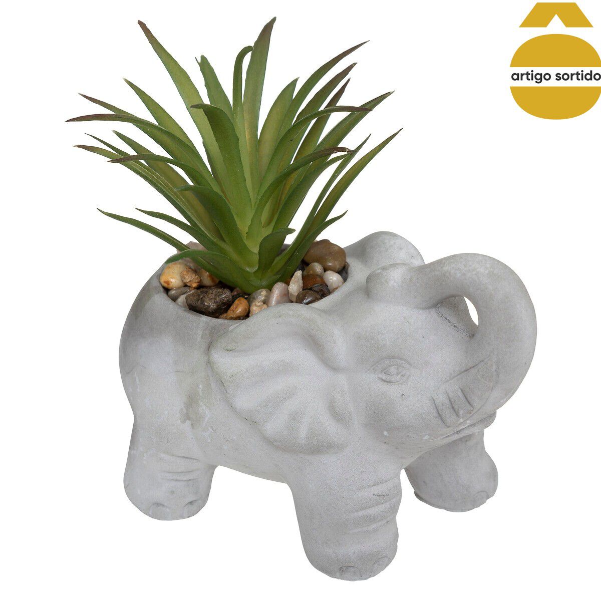 Vaso elefante com planta artificial 10cm