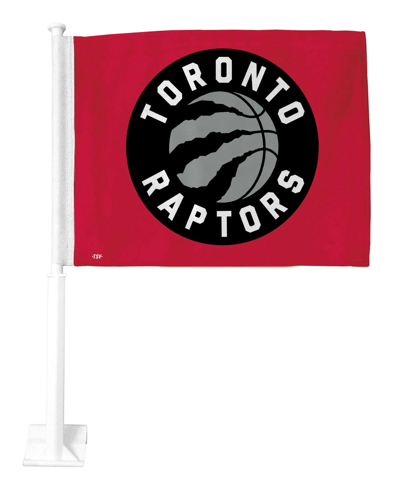 Toronto Raptors Double-Sided Car Flag w/ Mounting Pole For NBA Basketball Fans/Collectors, Red/Black