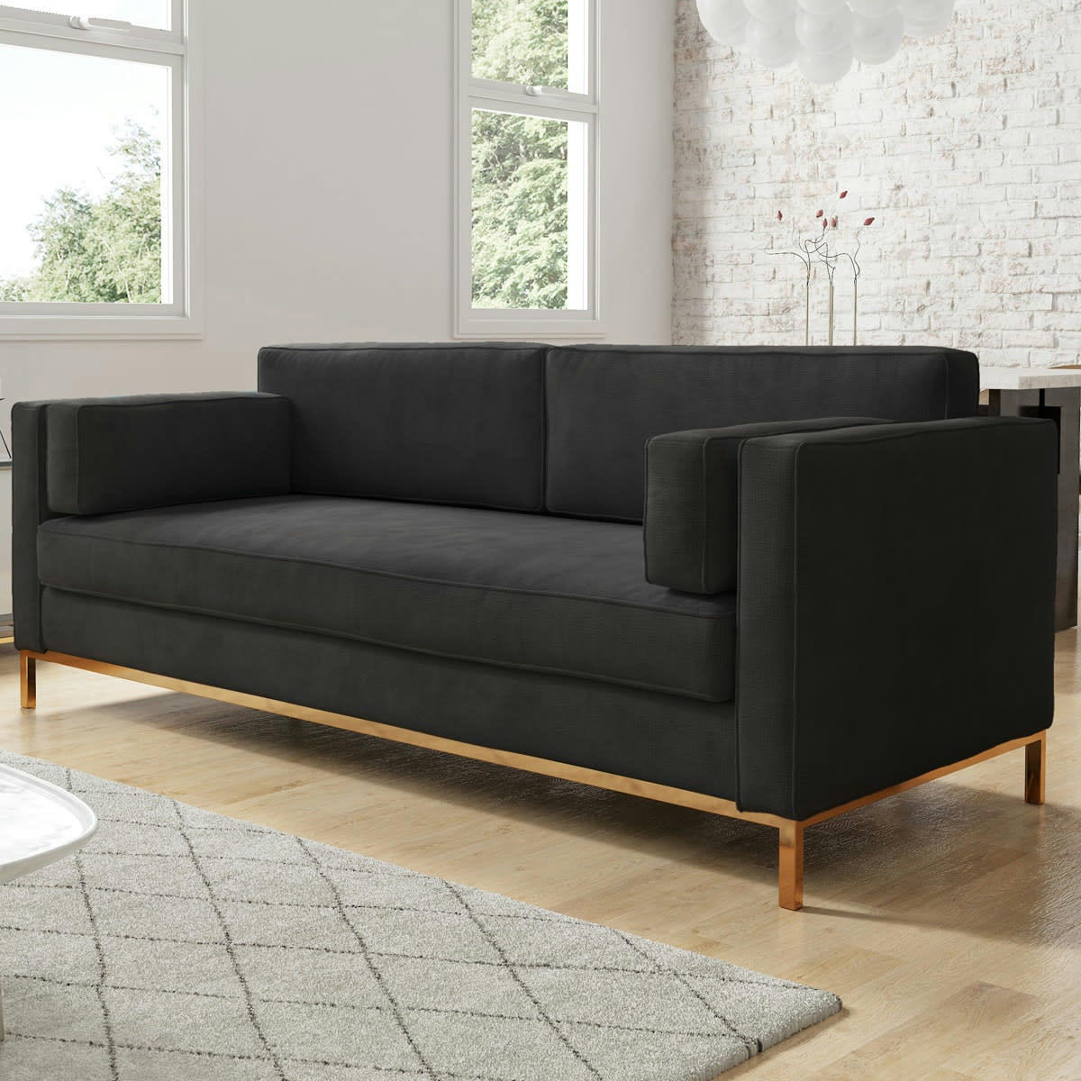 MILANO - Canapé 3 places en tissu gris anthracite