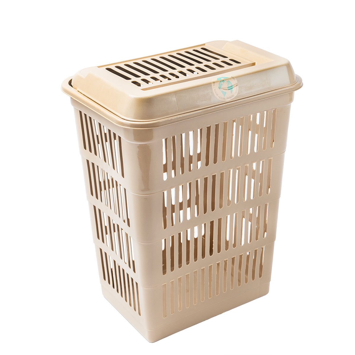 Cesto de roupa wc LAND castanho claro com tampa