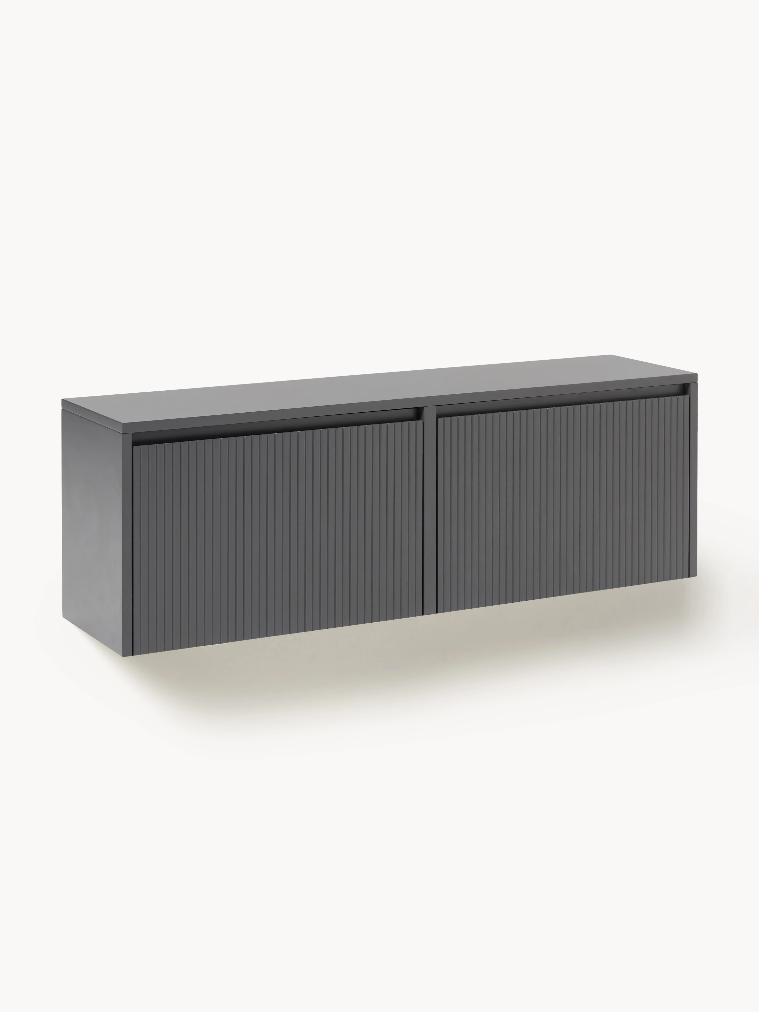 Wand-Schuhschrank Shea mit Klappfächern und geriffelter Front