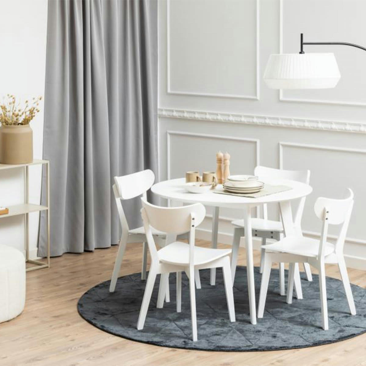 ROXY - Table à manger ronde en bois 105cm blanc