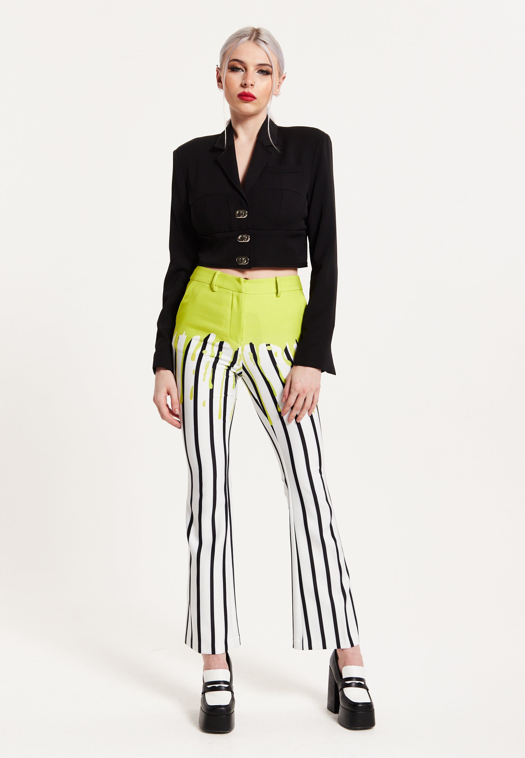 House of Holland Monochrome Short Lock Jacket Black
