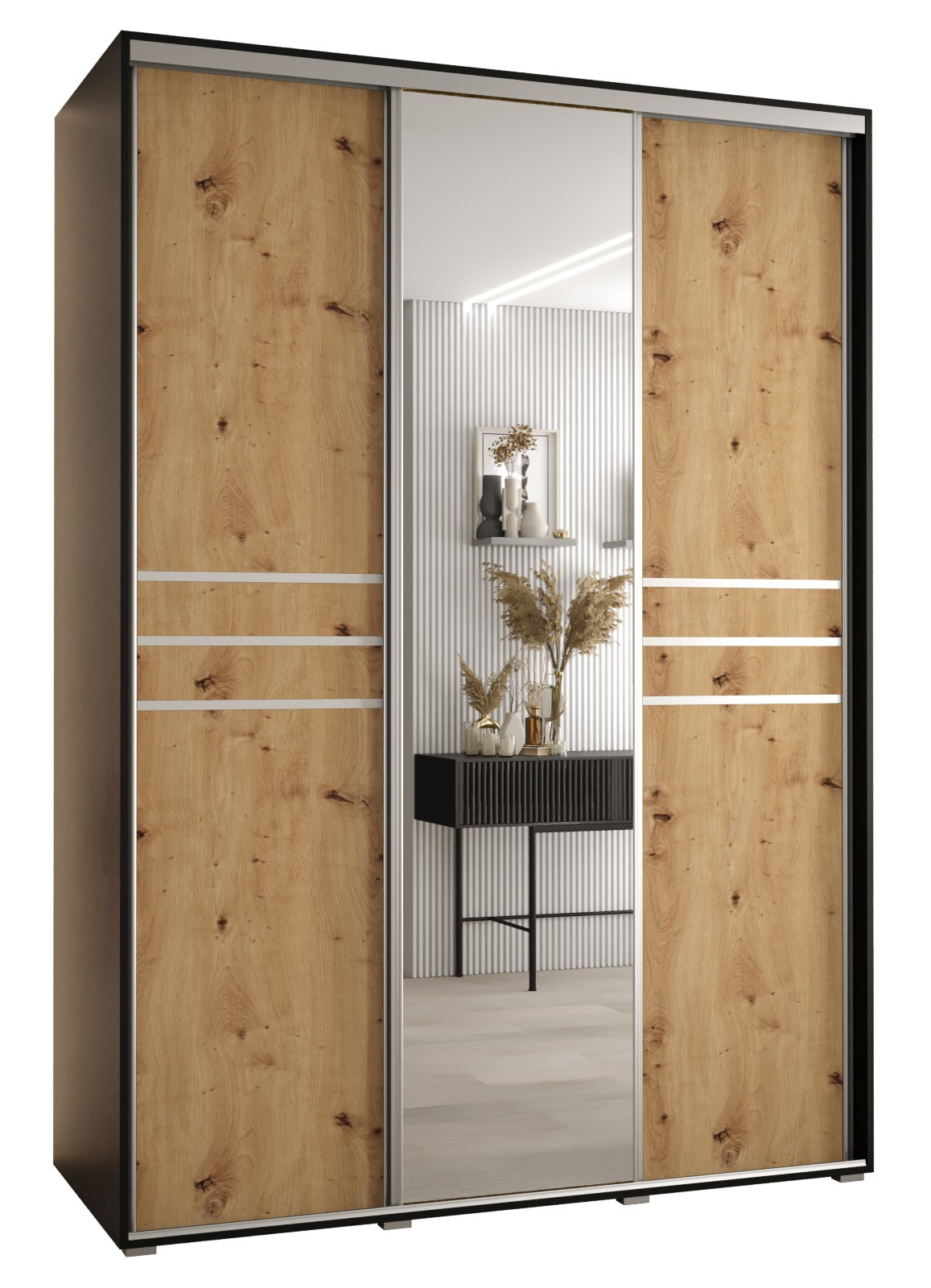 Szafa przesuwna 60 wysoka Davos 11 170 czarny artisan srebrn