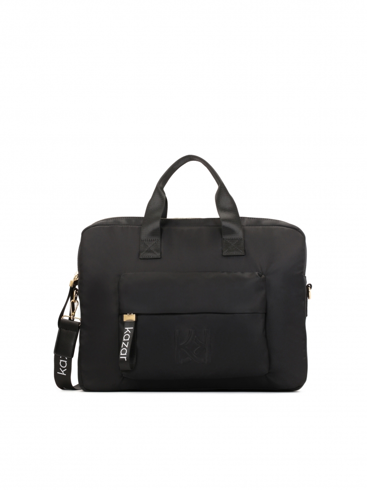 Large black laptop bag made of textile fabric