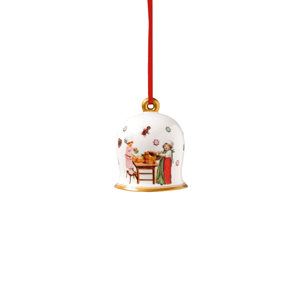 Annual Christmas Edition Bell - Multi-colored, 2.3'' x 2.3'' x 2.8'', Premium Porcelain