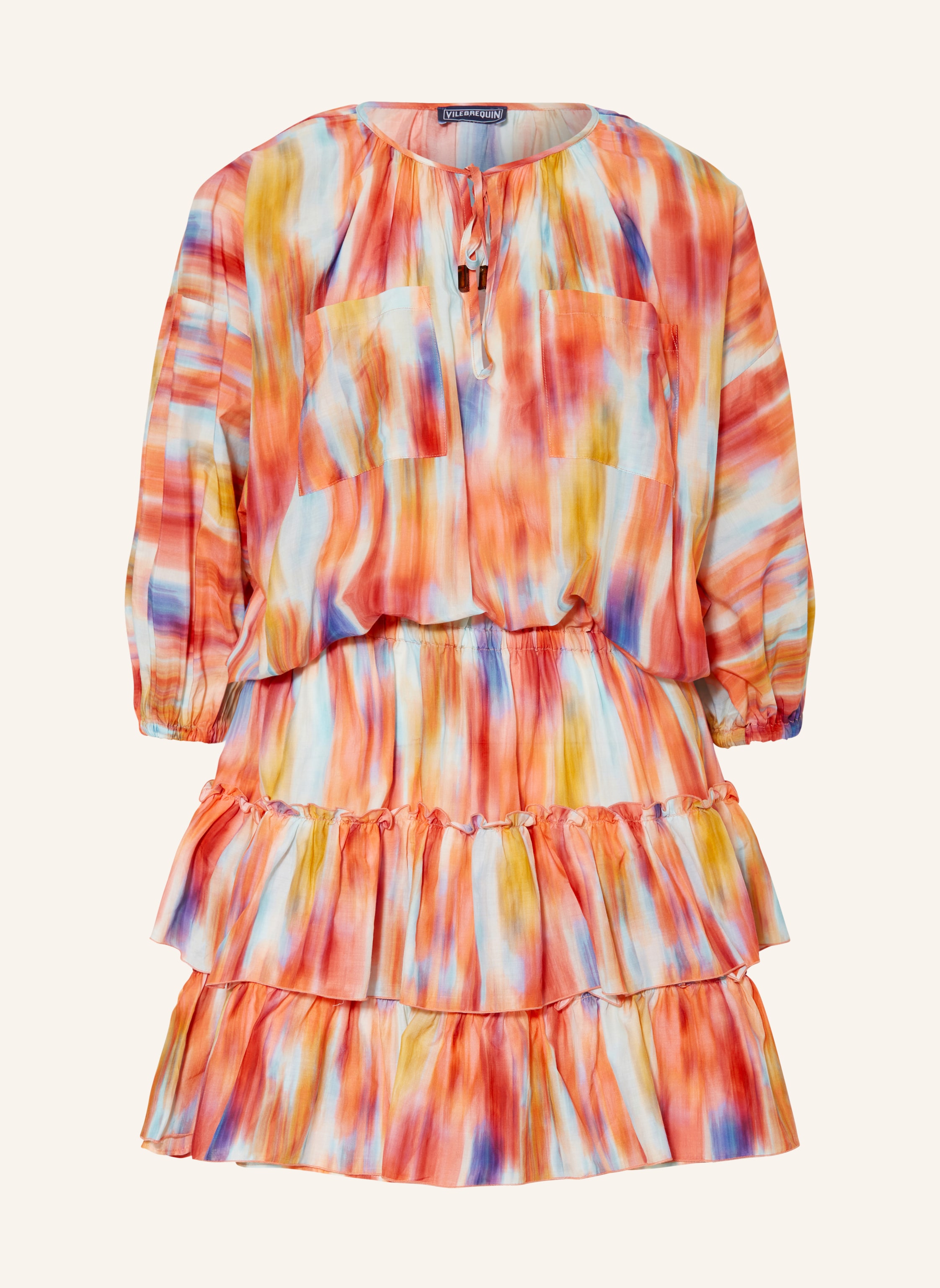 VILEBREQUIN Strandkleid IKAT FLOWERS LAURIANE mit Seide und 3/4-Arm