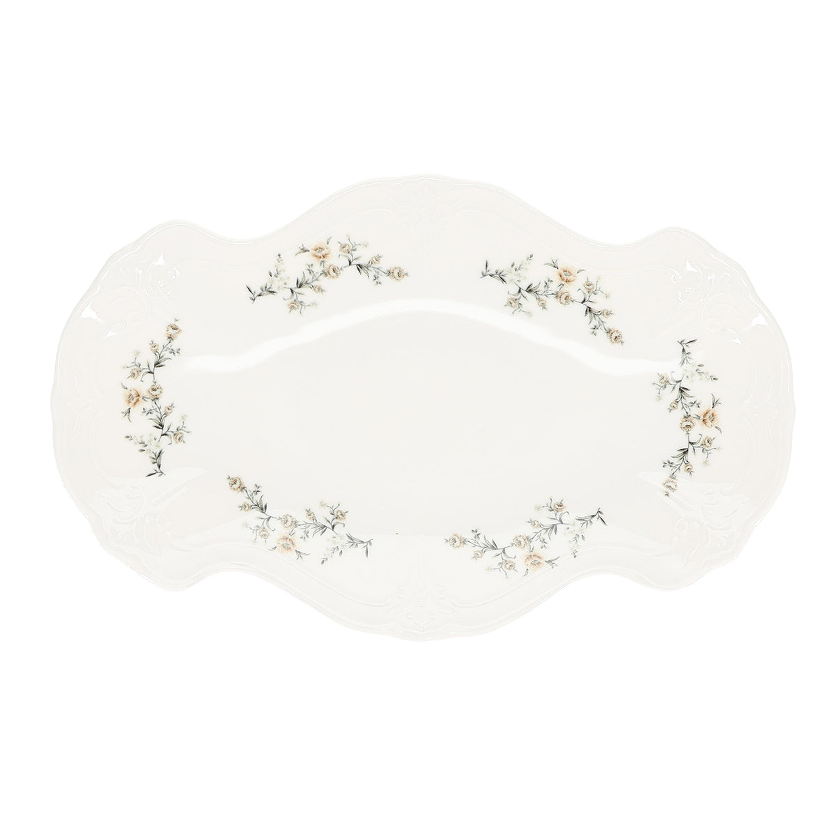 Bonbistro - Serveerschaal 39x25cm brown flower Retro - Set van 2