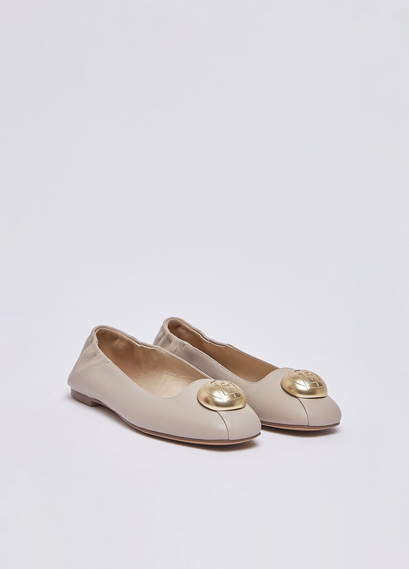 Ballerine in pelle con logo