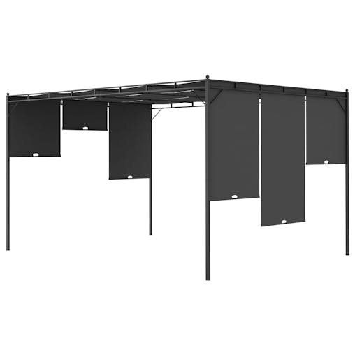 NNEVL Garden Gazebo with Side Curtain 4x3x2.25 m Anthracite