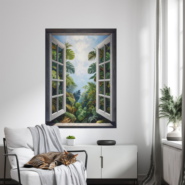 Naklejka 3D egzotyczny widok wyrwa efekt dziury 58x80
