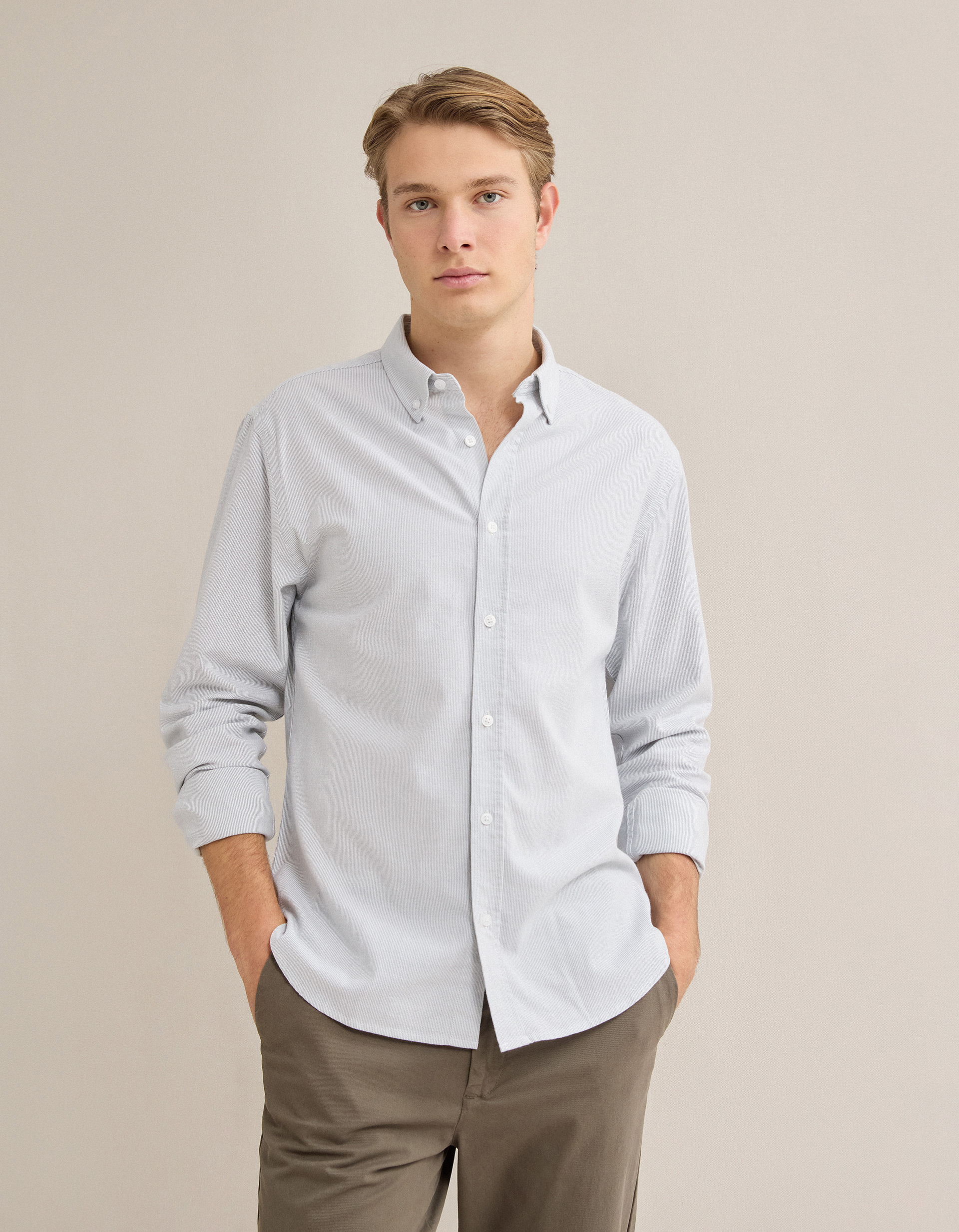 Camisa 'Slim Fit', Homem, Verde