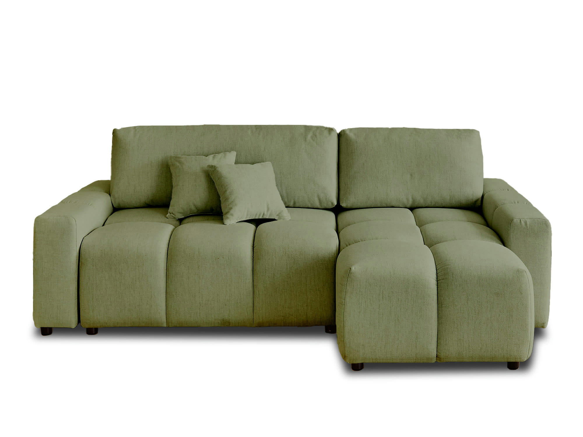 CROCUS - Canapé d'angle réversible convertible 4 places en tissu vert sauge