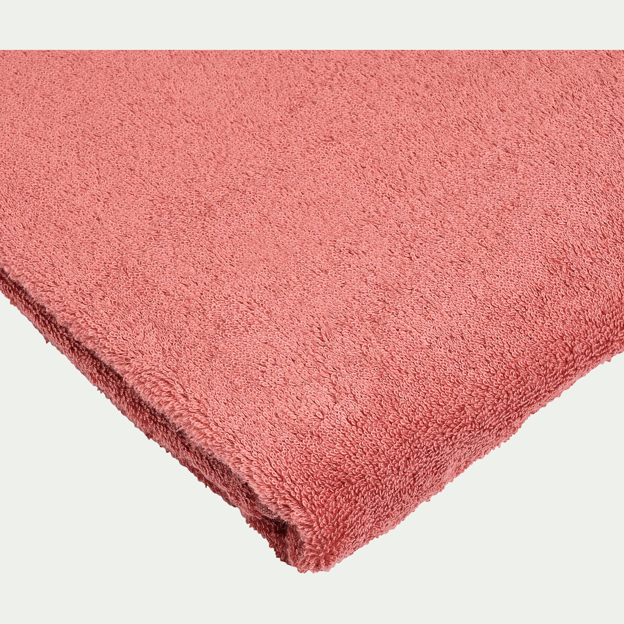 AZUR - Lot de 2 serviettes invités en coton peigné - rouge ricin 30x50cm