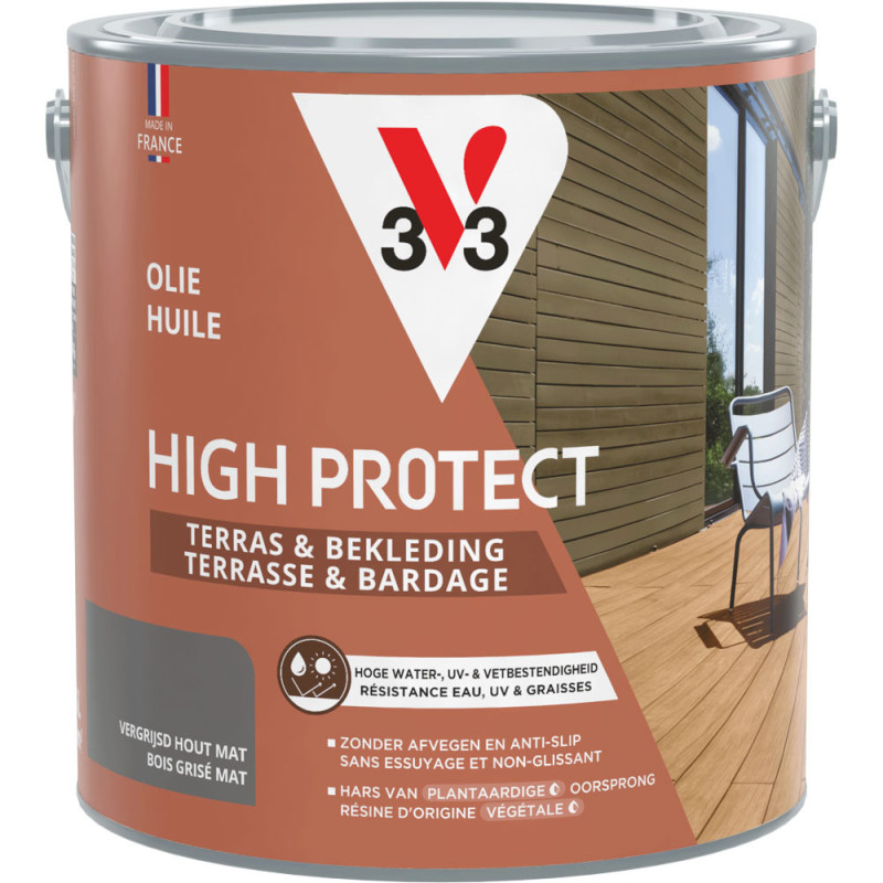 Huile pour bois de terrasse High Protect bois grisé 2,5 L V33