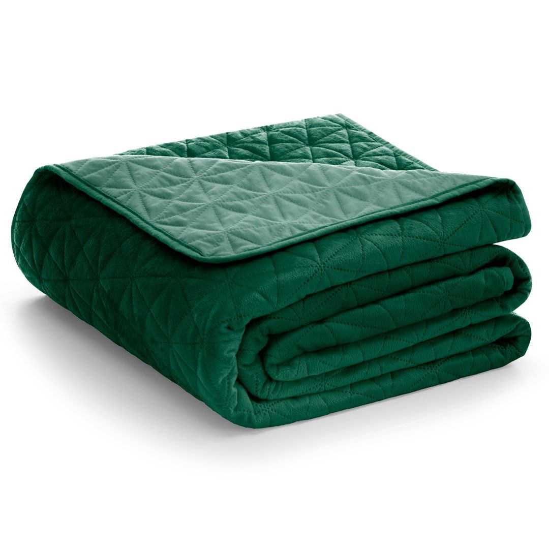 Narzuta na łóżko LAILA Velvetowa 170x210 butelkowa zieleń AmeliaHome