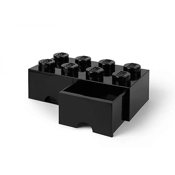 Brique de Rangement LEGO 2 tiroirs 8 picots - Noir