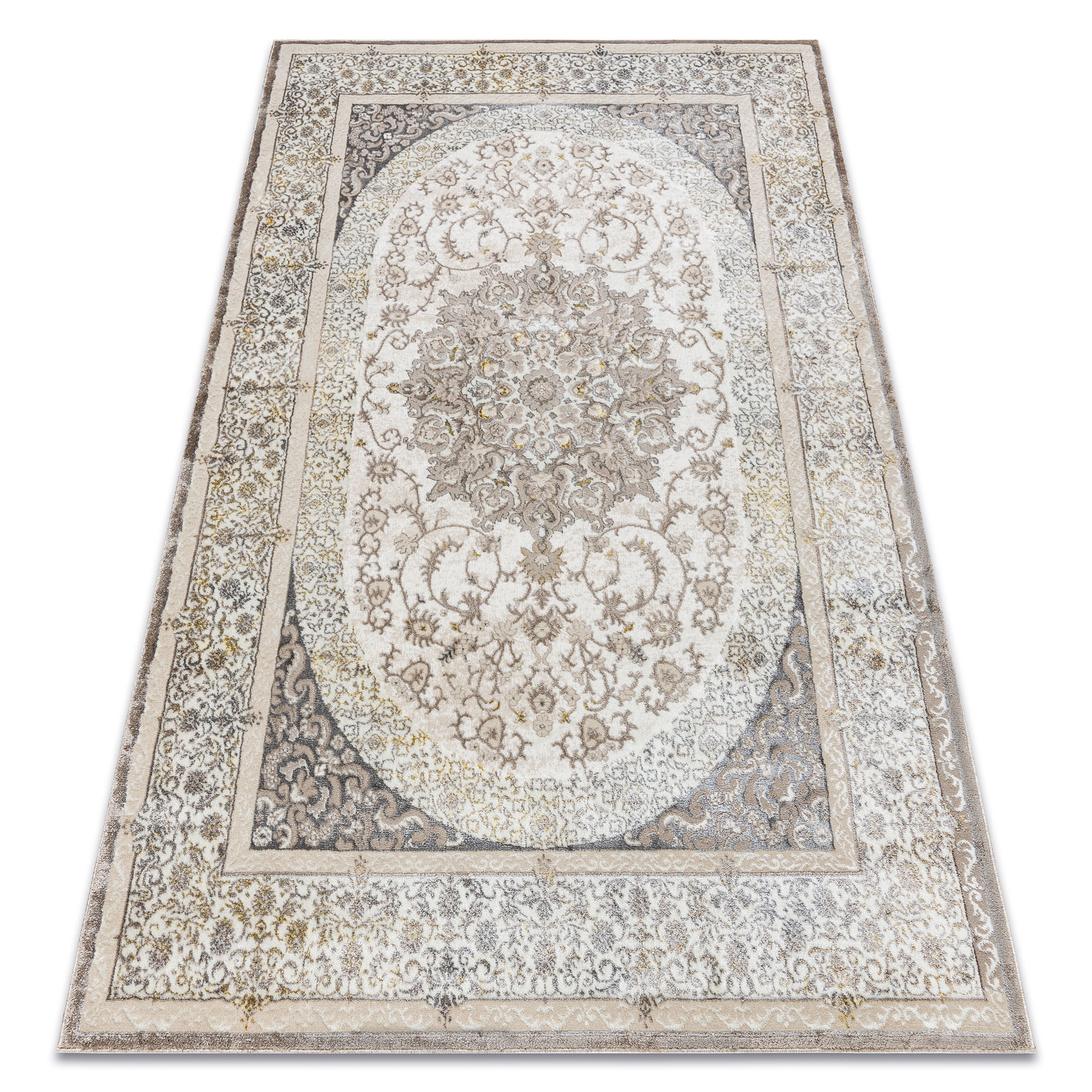 Dywan BLISS Z204AZ128 krem / beż - Ramka, ornament, 80x150 cm