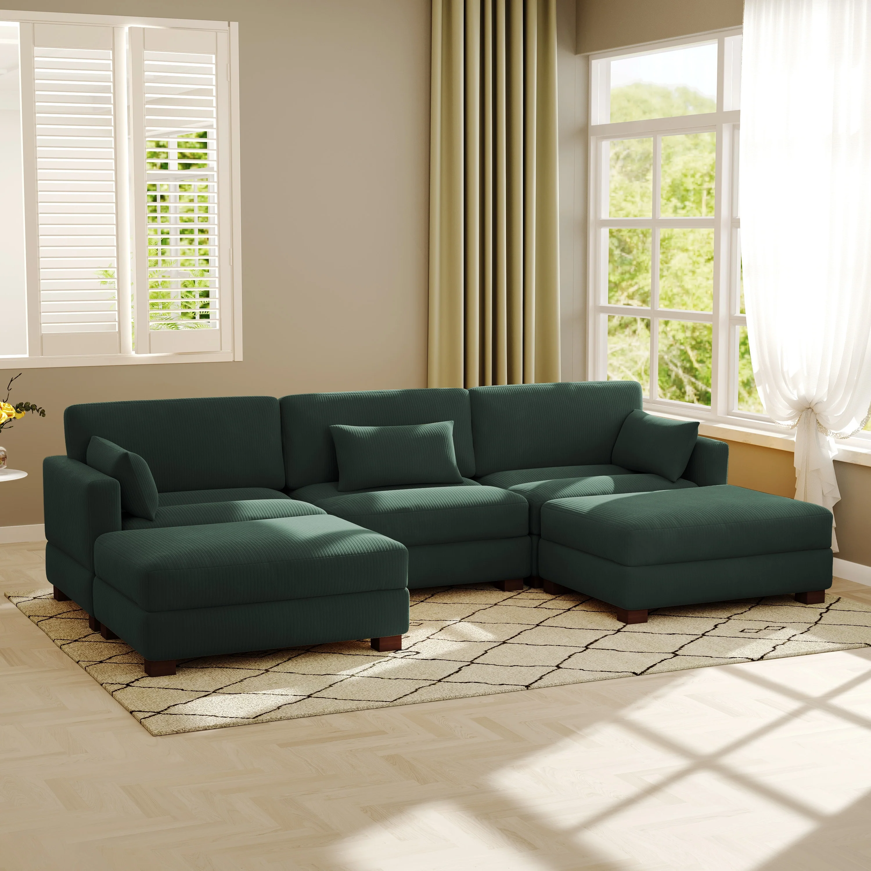 Modern U-shaped Modular Corduroy Sectional Sofa