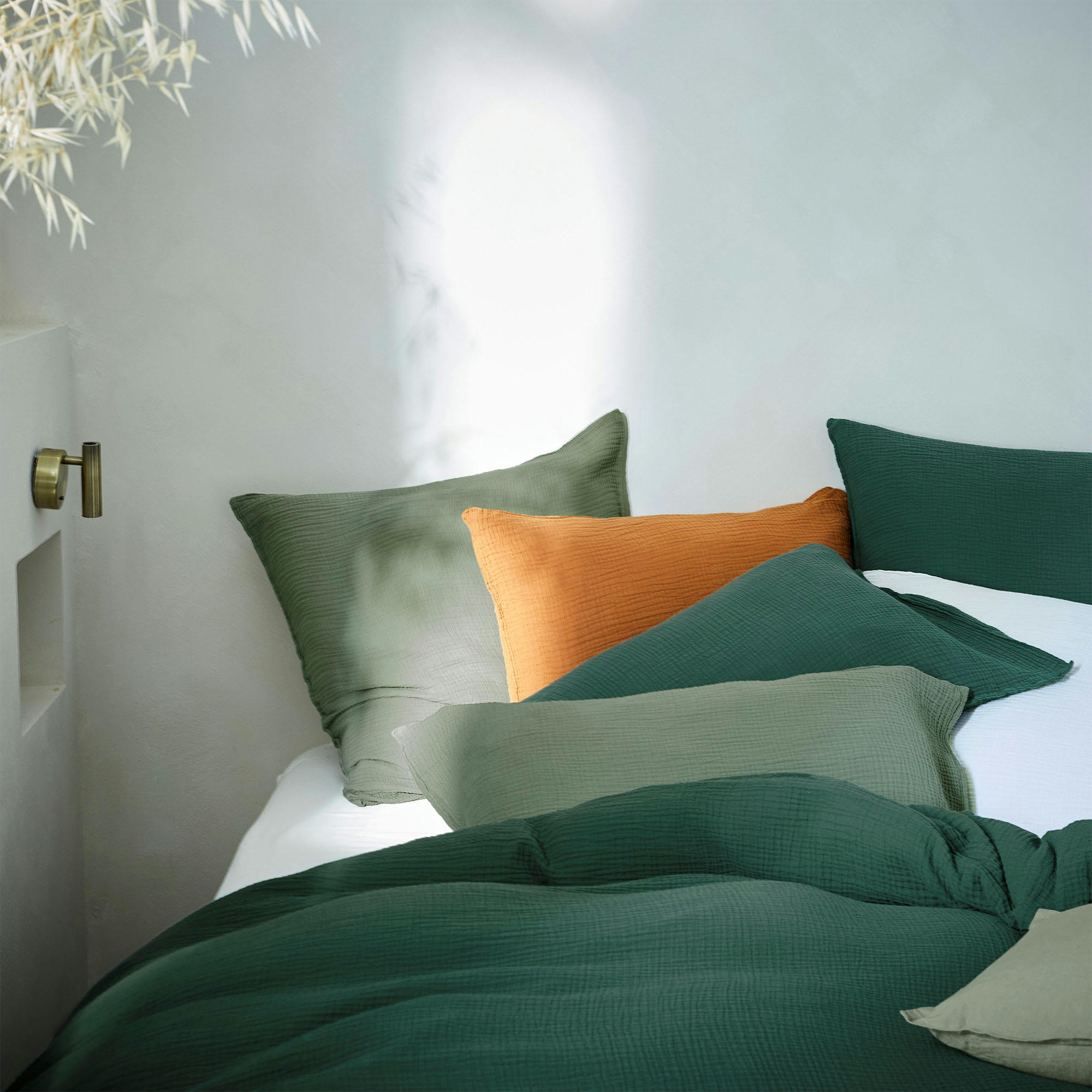 SIMPLEMENT GAUFRÉ - Taie d'oreiller en gaze de coton 65x65cm Cyprès