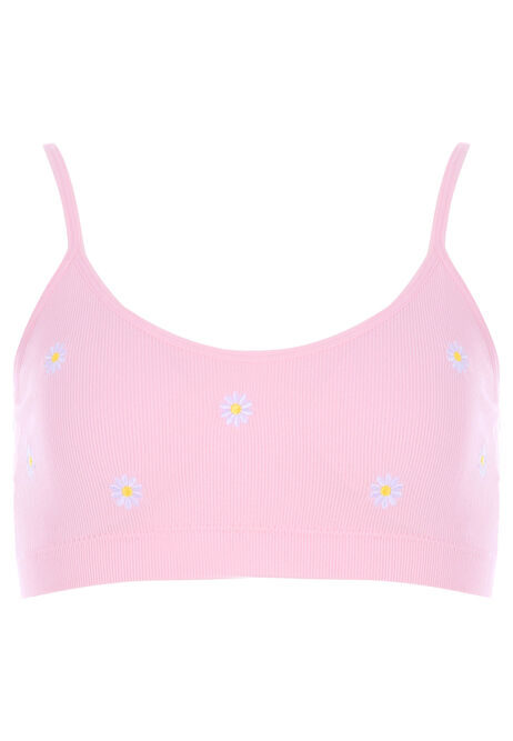 Older Girls Pink Daisy Embroidered Comfort Bra