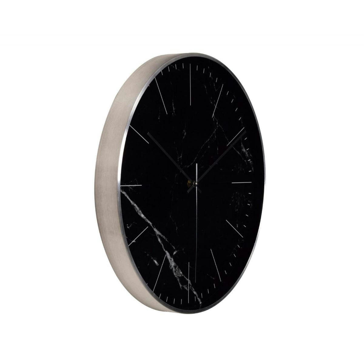 EFFET MARBRE - Horloge murale ronde noire effet marbre D40cm