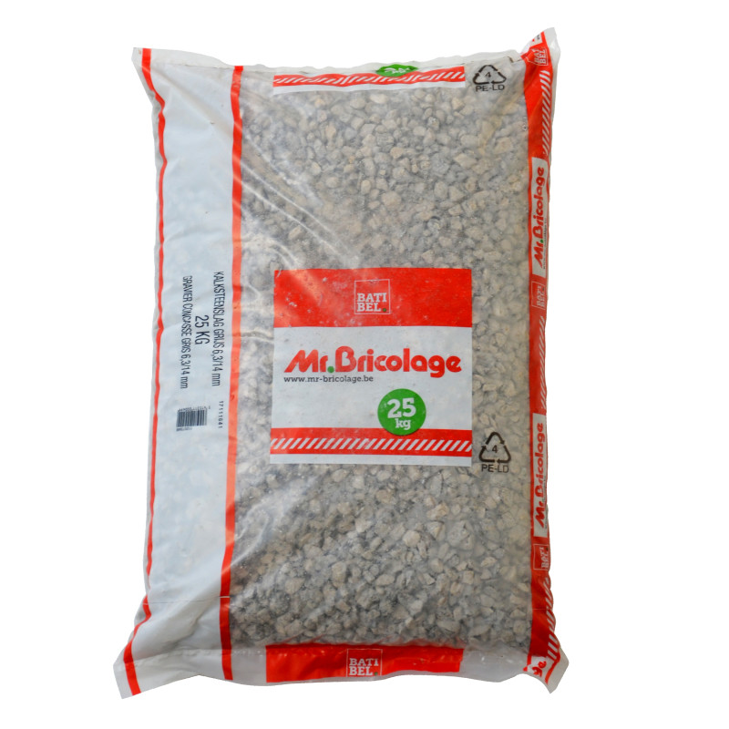 Palette 40 sacs Gravier concassé gris 6,3 - 14 mm 25 kg Mr.Bricolage