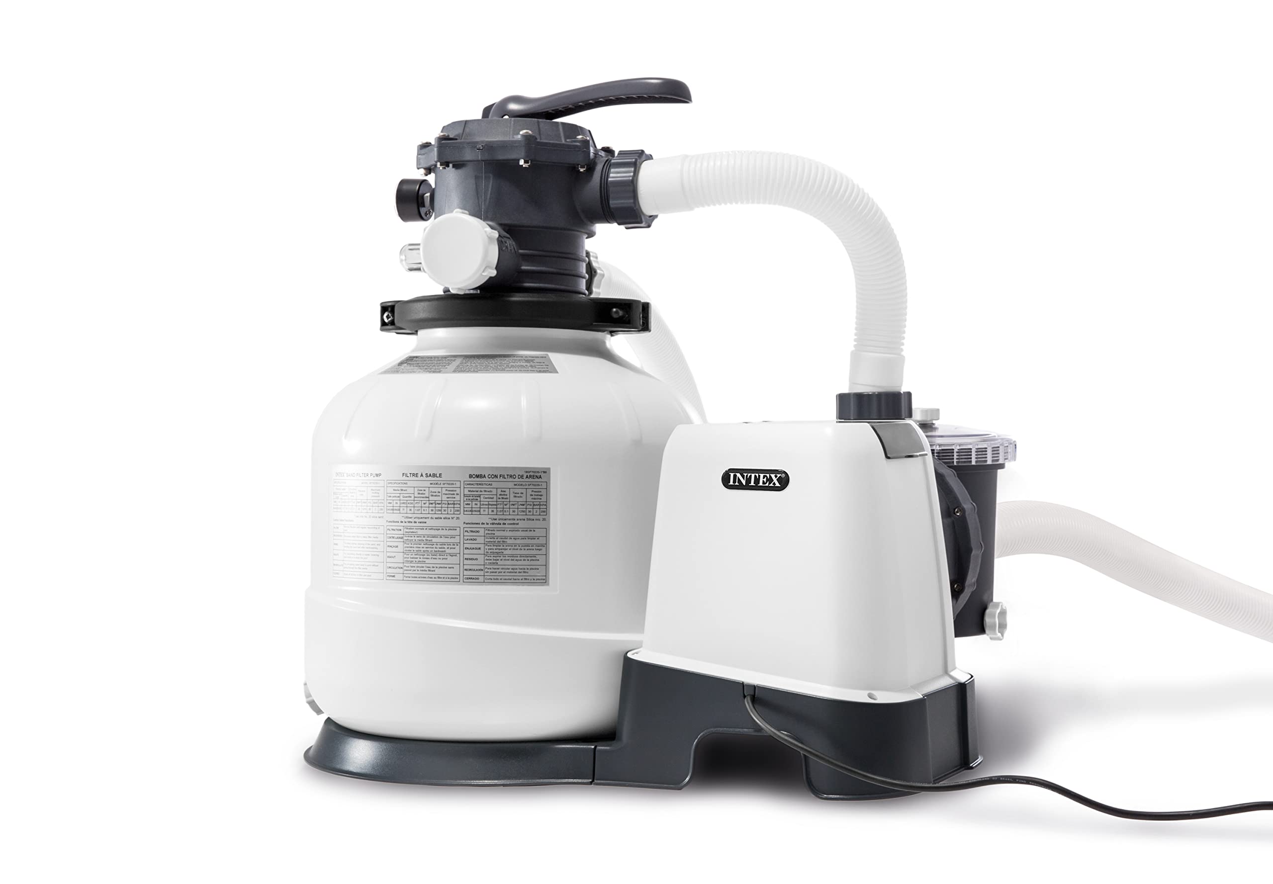 INTEX 26651EG SX3000 Krystal Clear Sand Filter Pump for Above Ground Pools, 16in, Light gray