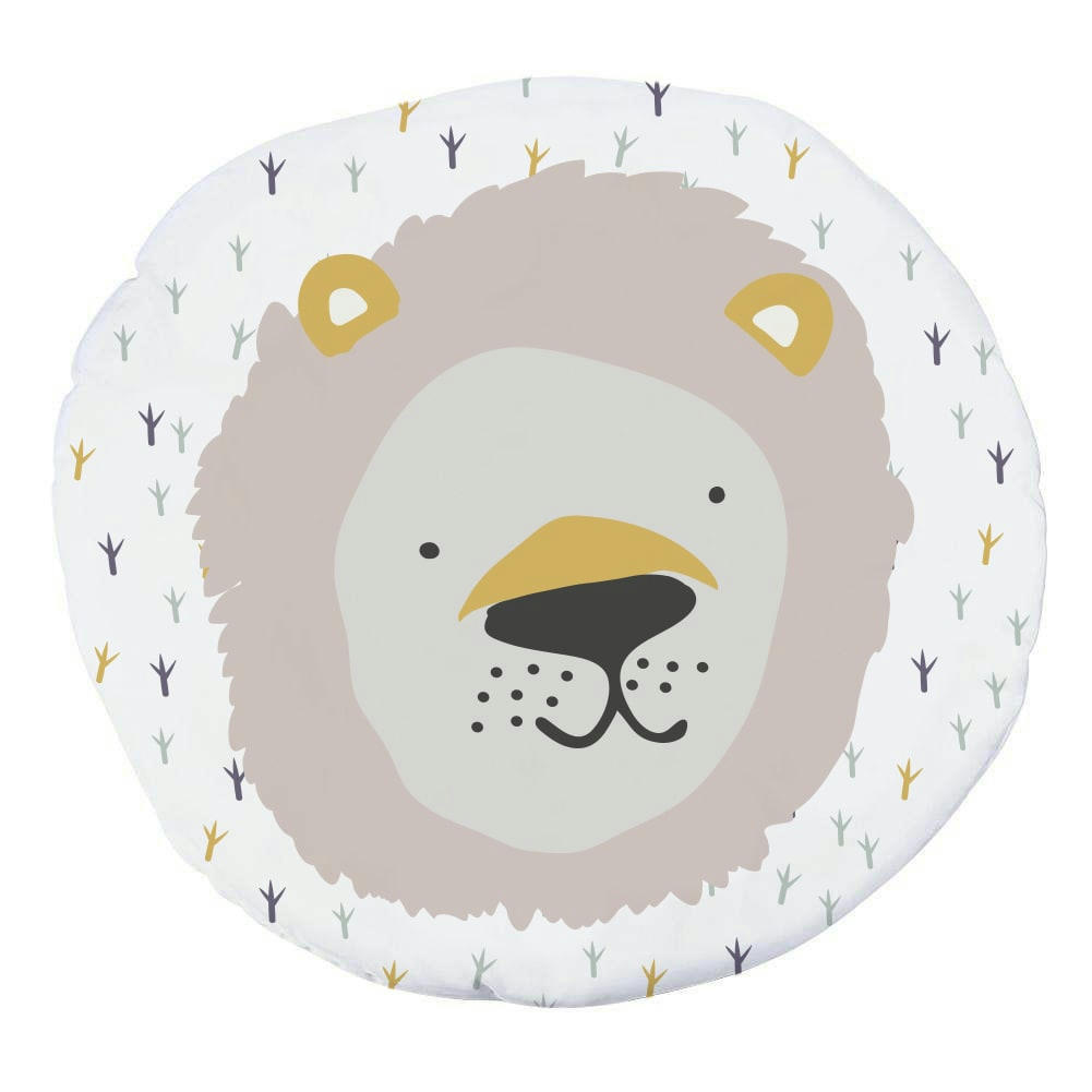 LION - Tapis enfants circulaire en piqué à imprimé Lion