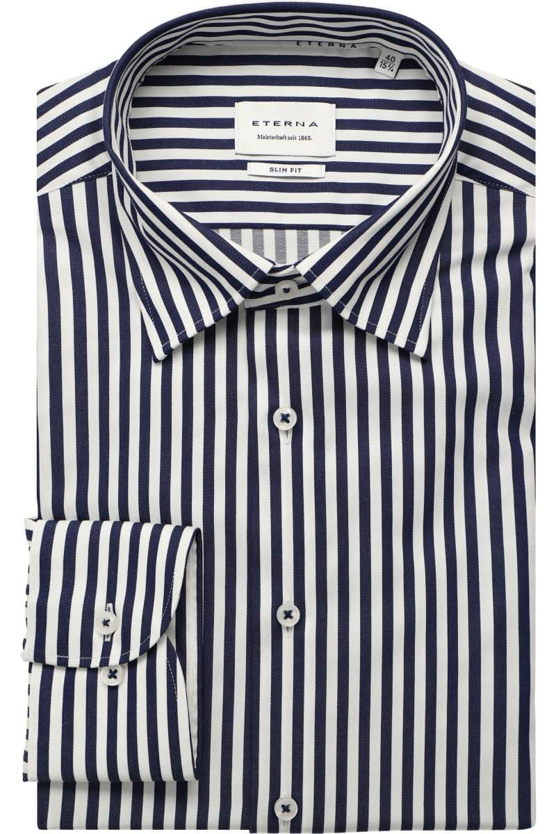ETERNA Slim Fit Hemd marine, Gestreift