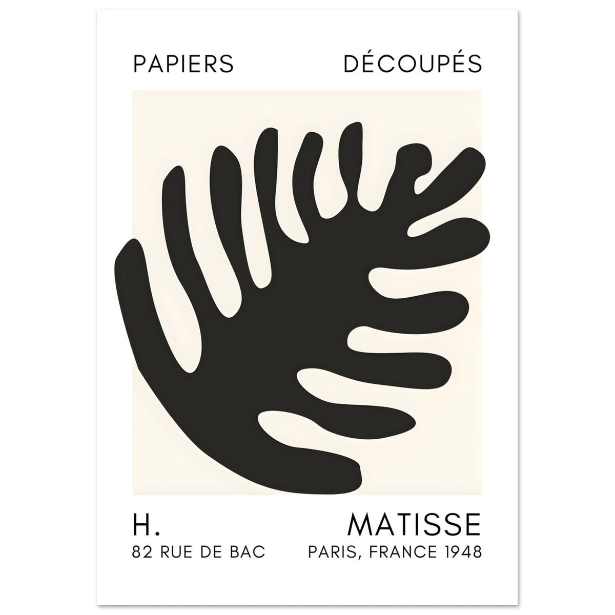 Artfulprints Poster Matisse – Coral bloom black  - A4 21x29.7 cm - Zwart