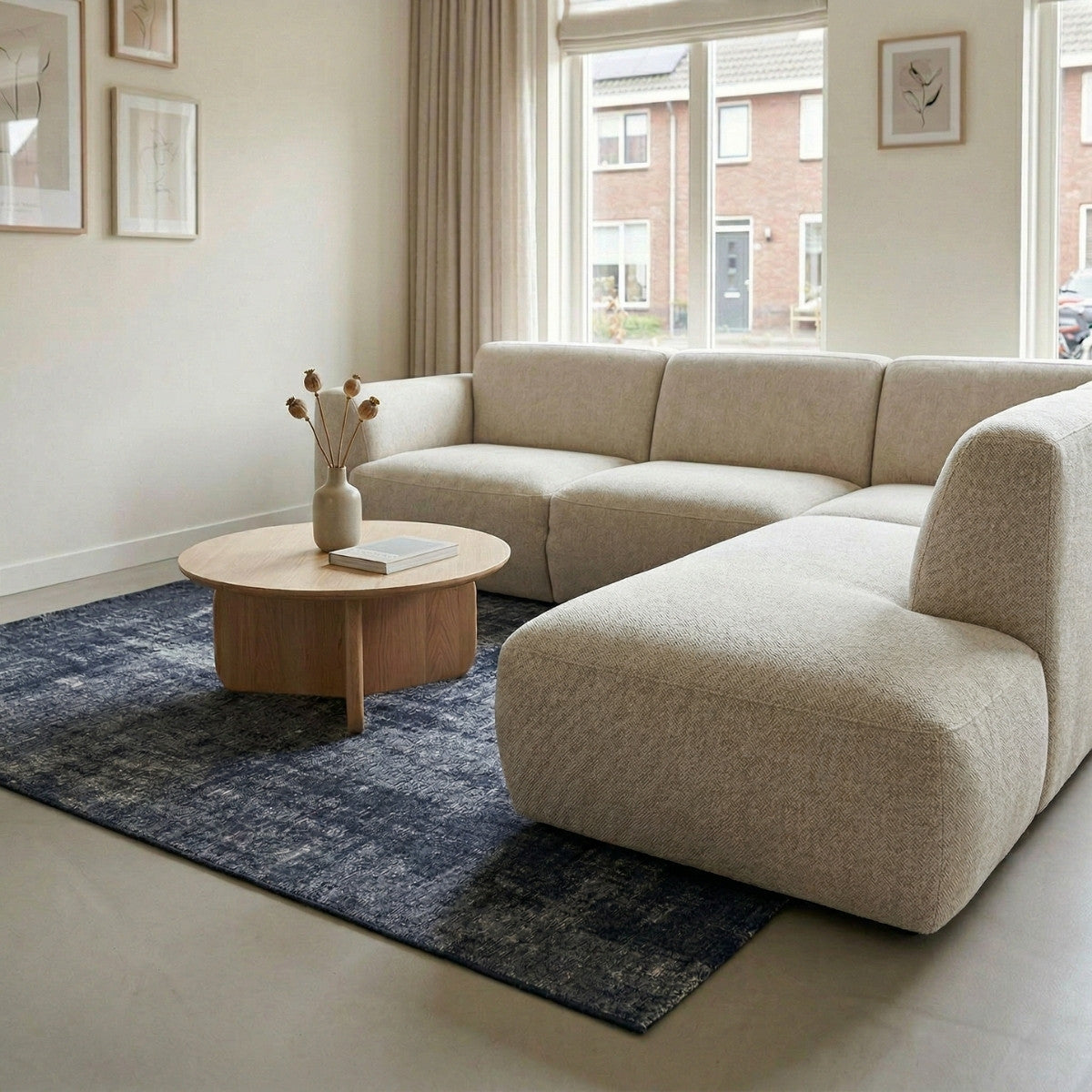 DÉJA Living Vloerkleed Ruma - Donkerblauw Stof - 60x90cm