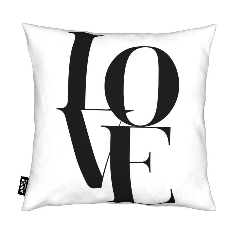 LOVE 2 - Coussin en microfibre en blanc & noir 40x40