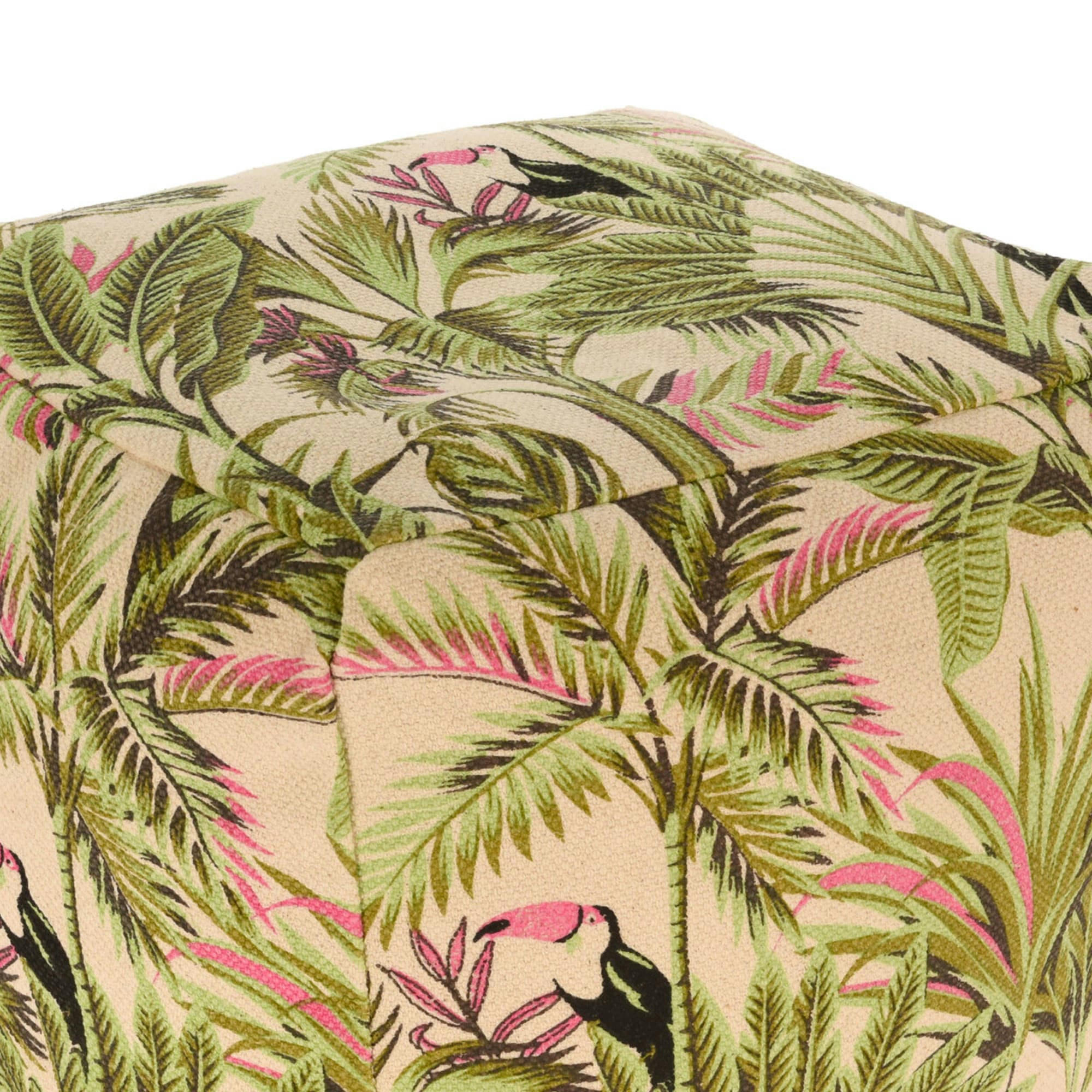 - Pouf en coton feuillage - 45x45x35cm