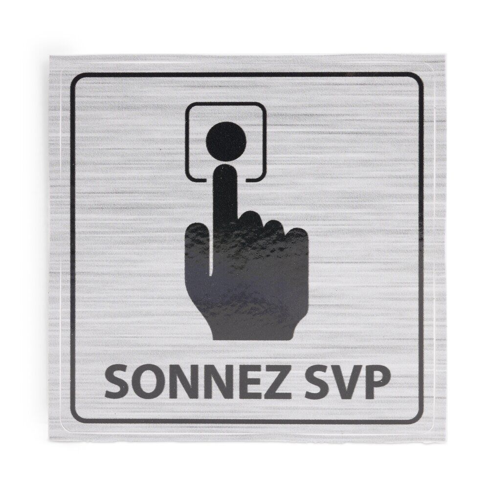 Signalétique adhésive "Sonnez svp" - 8x8 cm