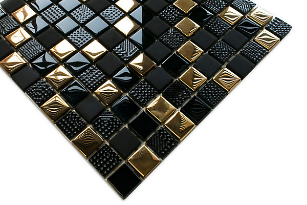 Mosaïque en verre sur filet pour salle de bain ou cuisine 30 cm x 30 cm - El Dorado