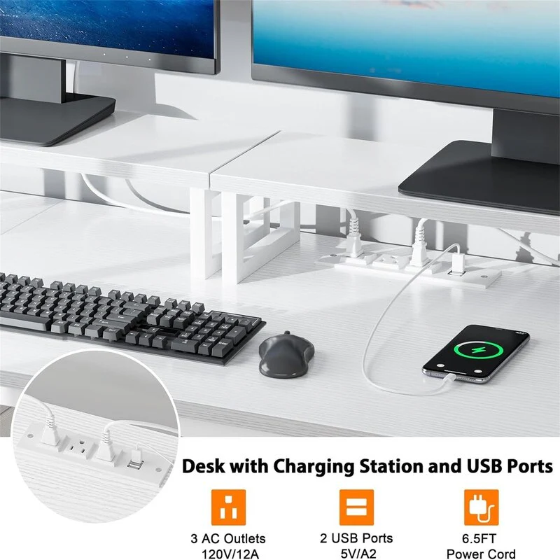 White Computer Desk with Drawer