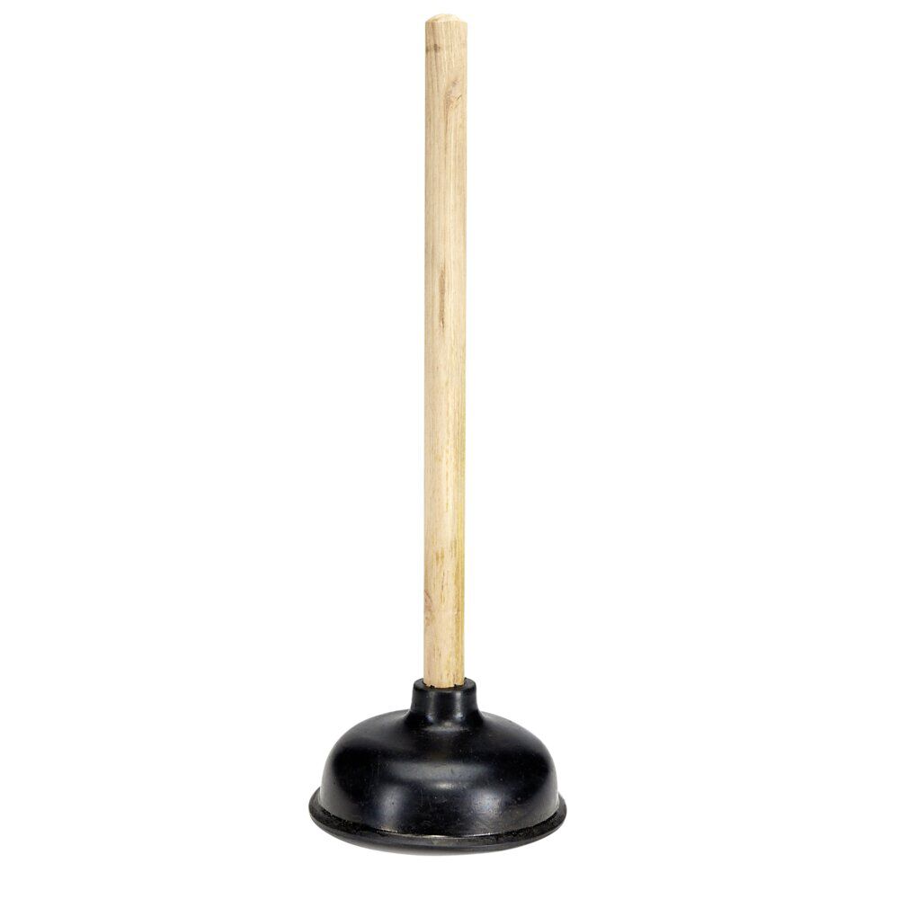 Ventouse caoutchouc avec manche bois Ø14xH40cm