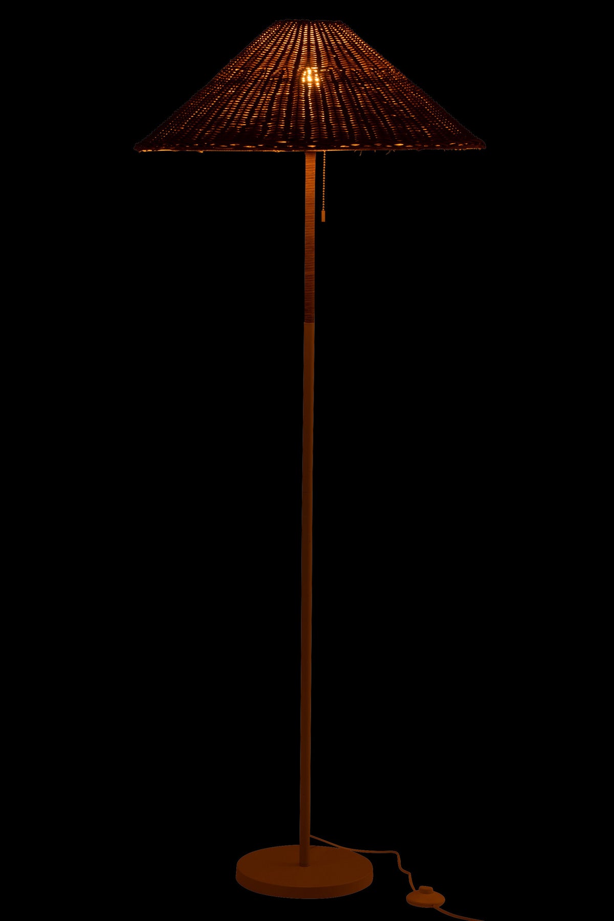 J-Line vloerlamp - metaal/rotan - wit/naturel
