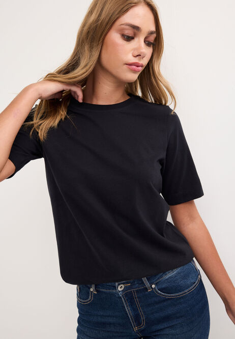 Womens Black Heavy Weight Cotton T-Shirt