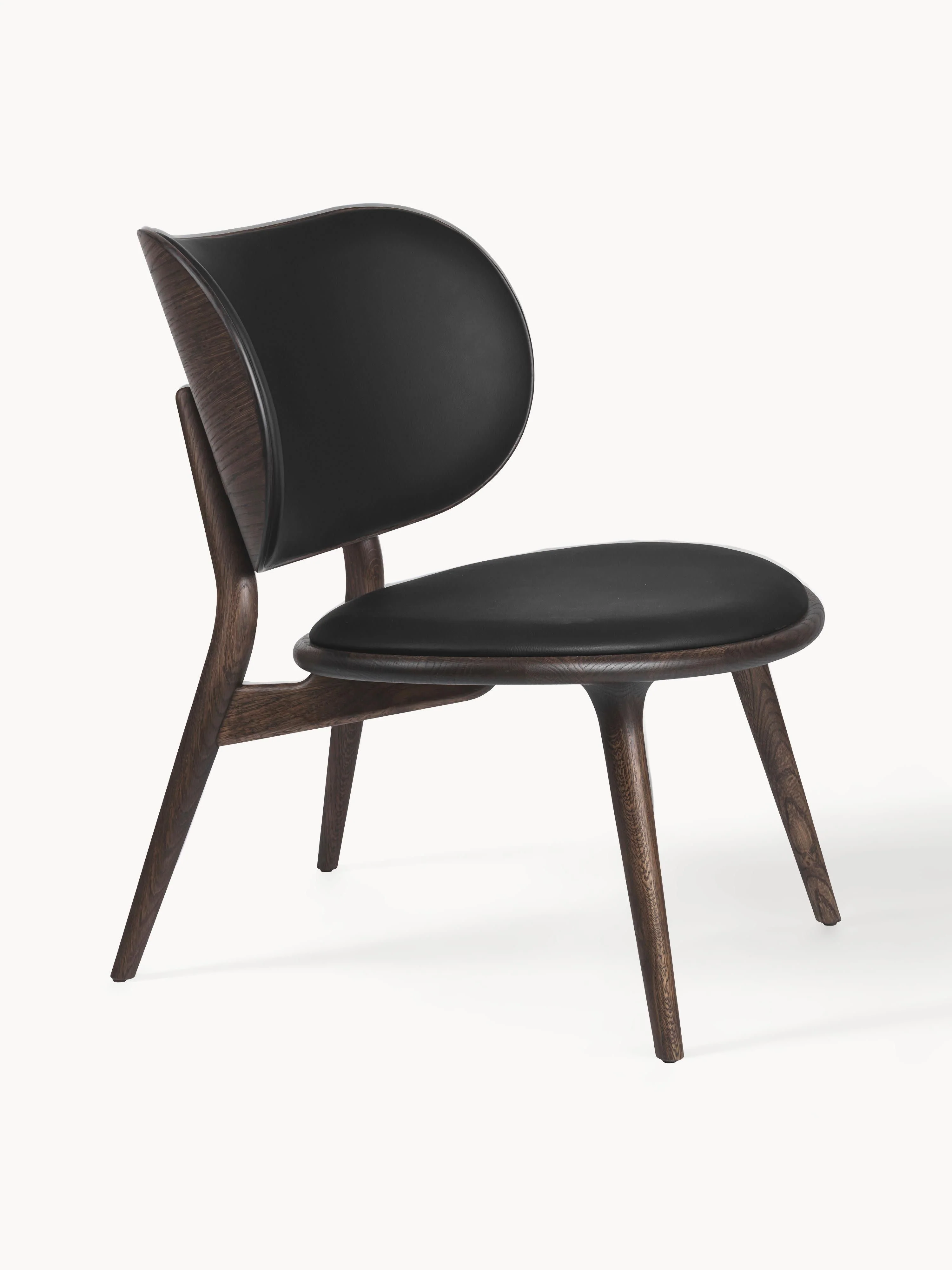 Leder-Loungesessel Rock mit Holzbeinen, handgefertigt