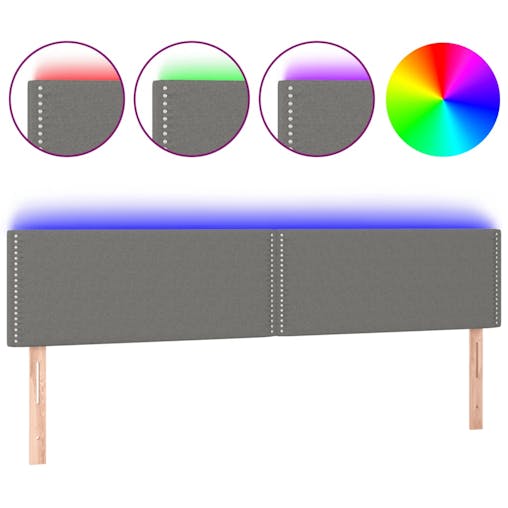 NNEVL LED Headboard Dark Grey 160x5x78/88 cm Fabric