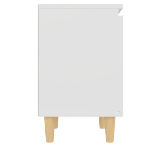 NNEVL Bed Cabinet with Solid Wood Legs White 40x30x50 cm
