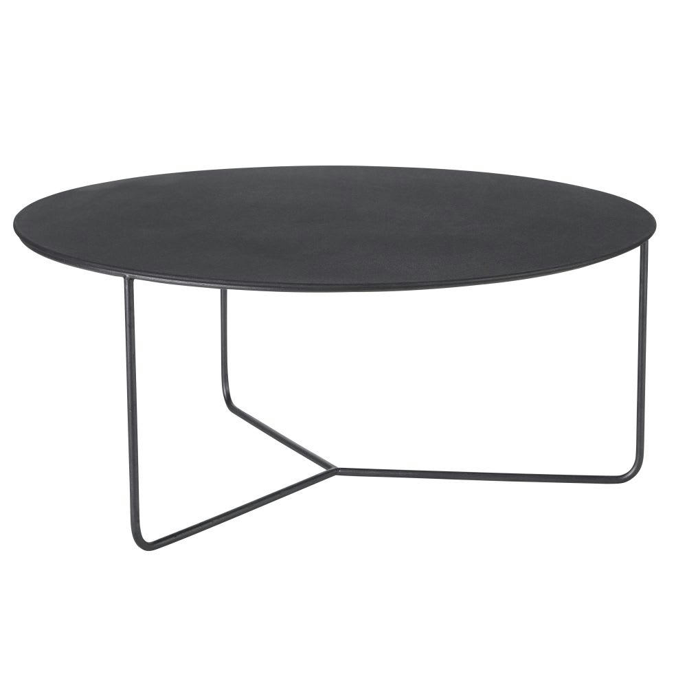Siyah - Table basse ronde en métal gris anthracite