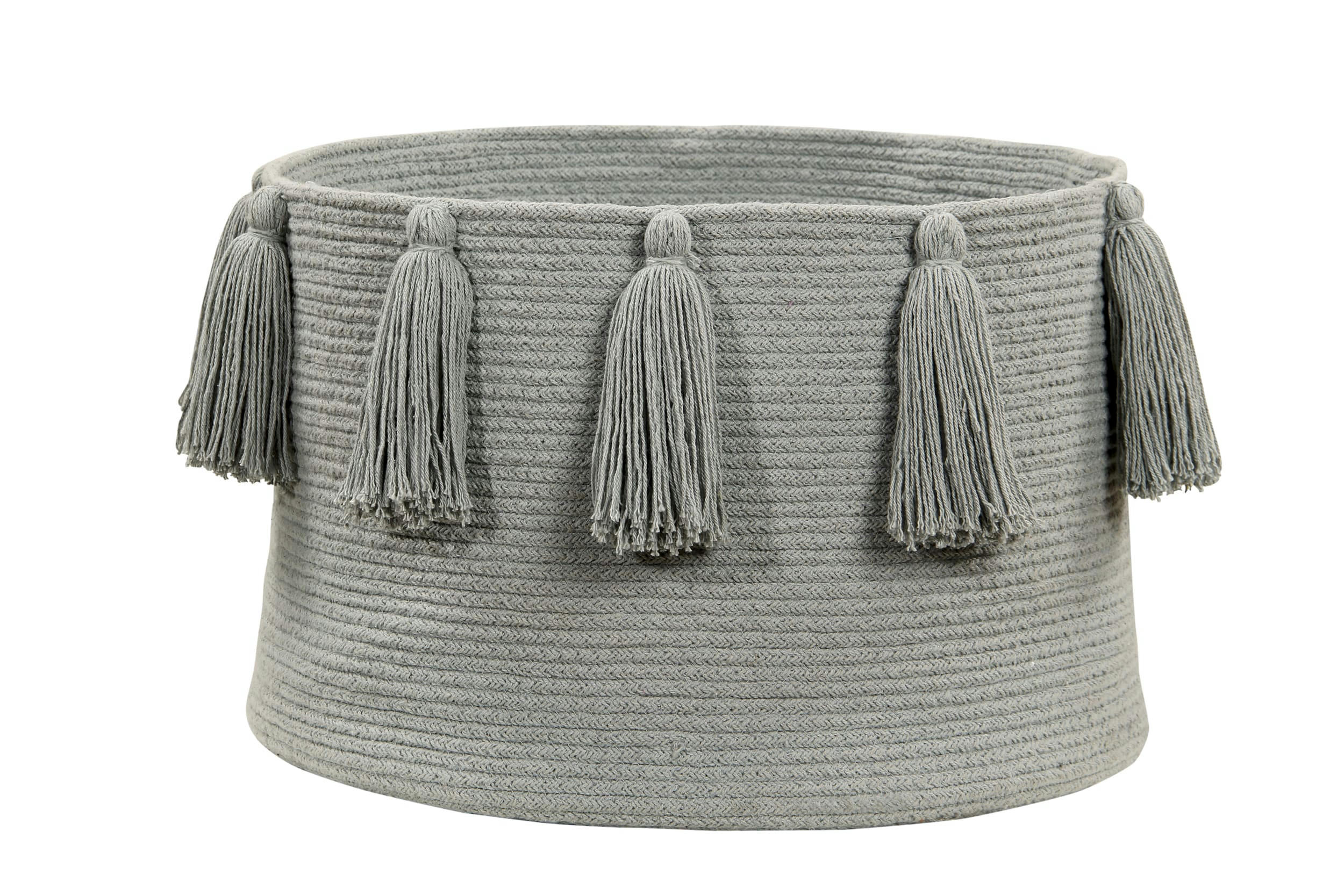 TASSELS - Corbeille en coton gris 30xØ45